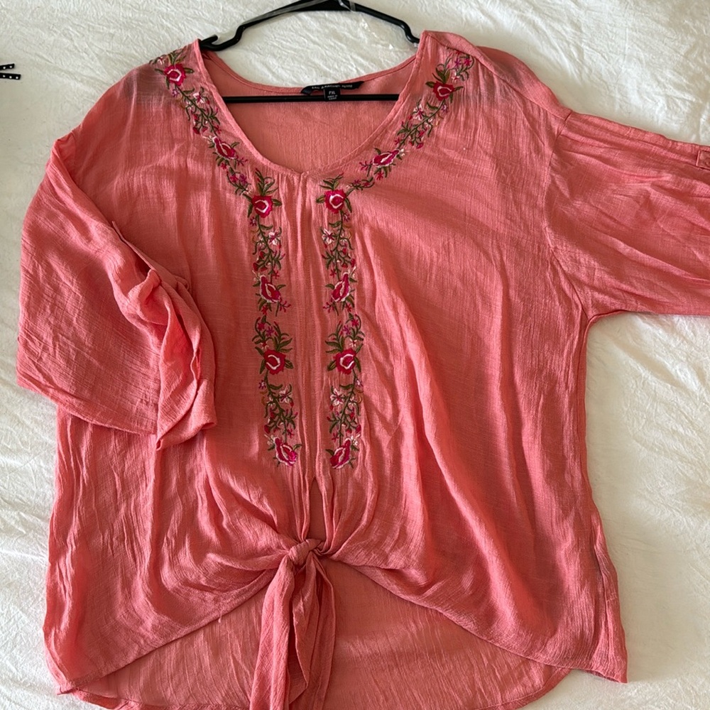 Coral Linen Top